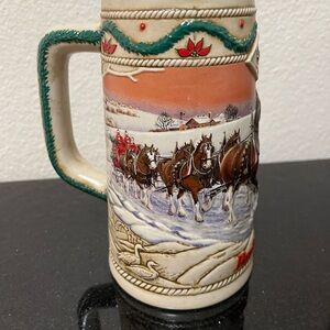 Budweiser 1996 Holiday Stein with Cream Base